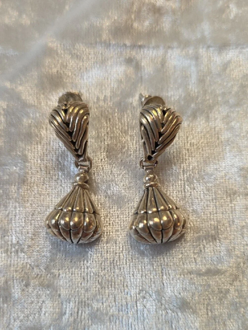 Sterling 925 Fan Drop Earrings - Sculpted Minimalist Design